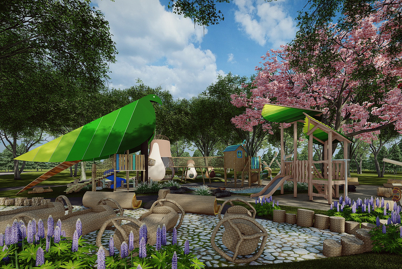 无动力户外儿童拓展乐园SU模型下载