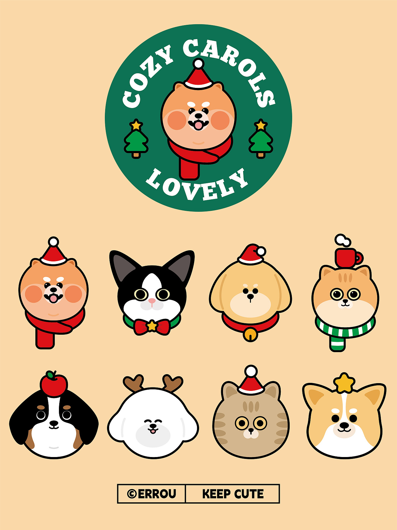 毛孩子过圣诞啦🎄（图ZMzgxOTkyMjUy） - 商业插画 - 站酷设计师二肉原创素材 - 站酷ZCOOL