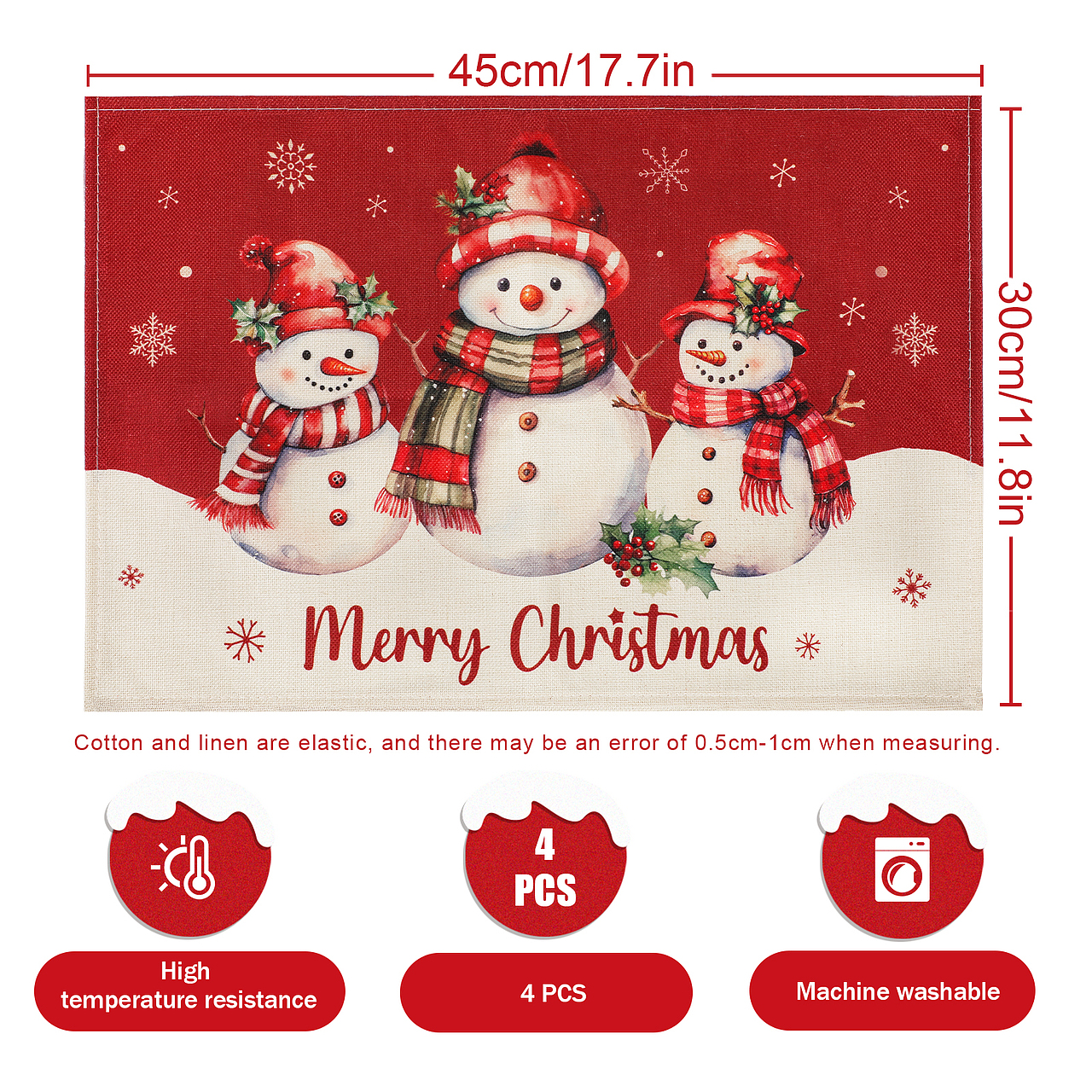 圣诞雪人餐垫