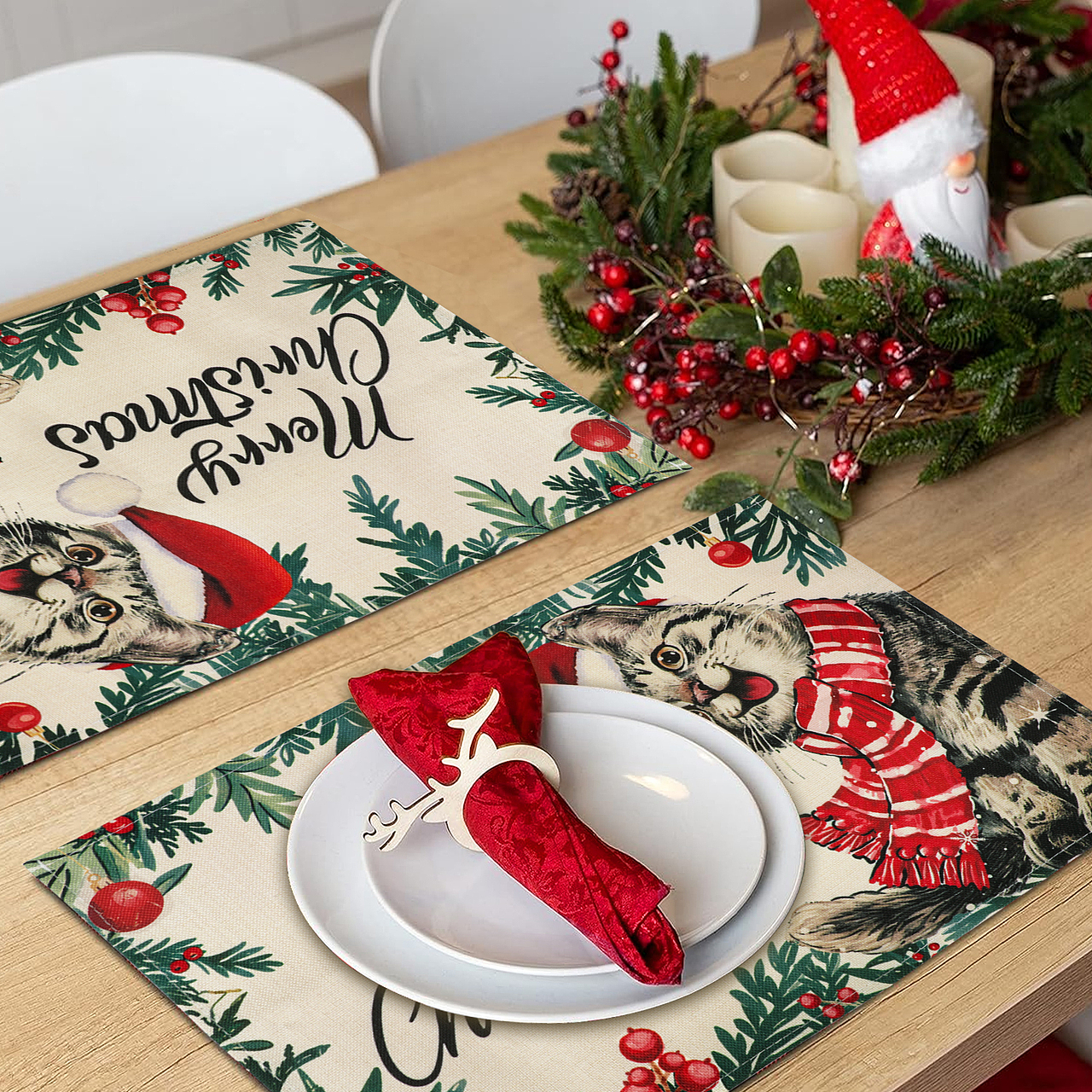 圣诞猫款餐垫