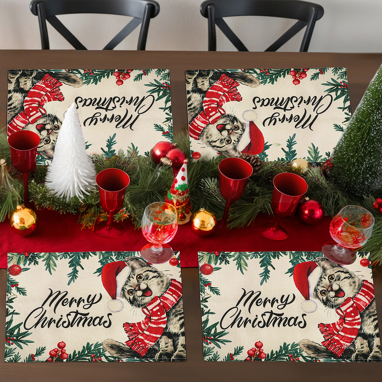 圣诞猫款餐垫