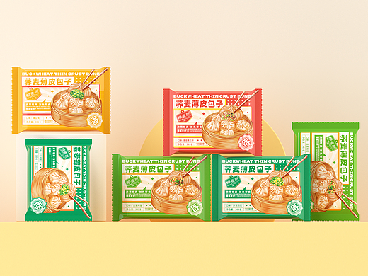 包装设计【粮麦思】荞麦薄皮包子包装 食品包装设计