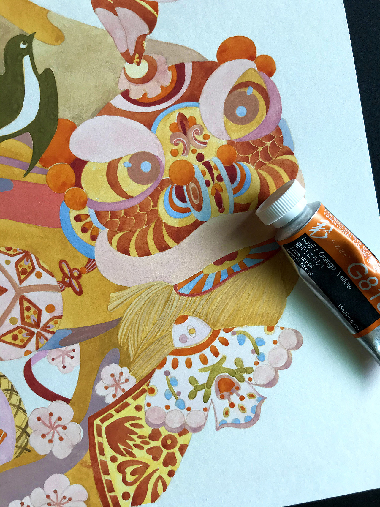 蛇年新年手绘插画之二-祥蛇舞动