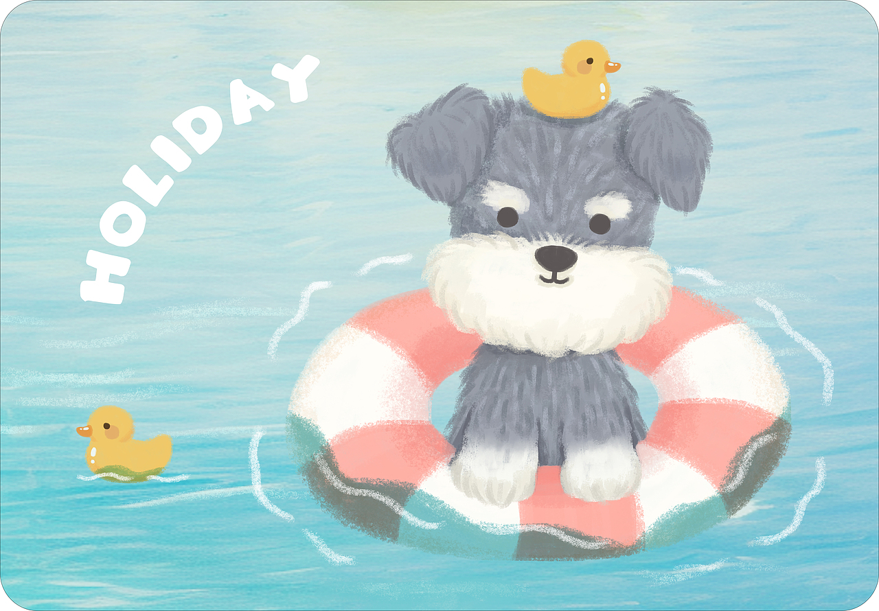 手绘风可爱小狗雪纳瑞泰迪