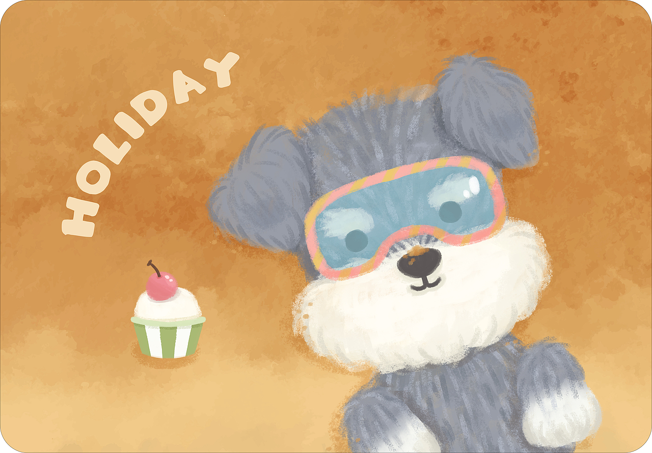 手绘风可爱小狗雪纳瑞泰迪