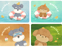 手繪風(fēng)可愛(ài)小狗雪納瑞泰迪