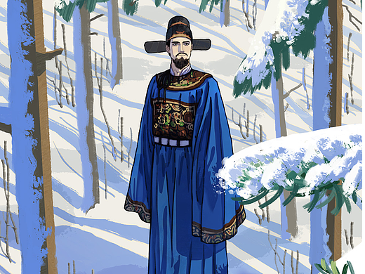 大雪压青松,青松挺且直。
