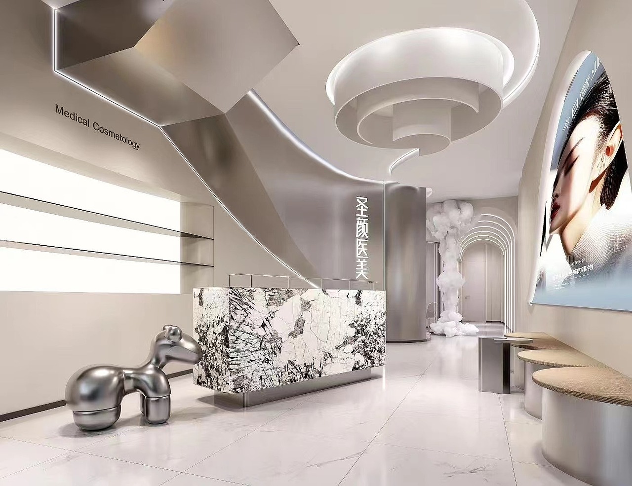 整形医疗美容医院：点、线、面与张力之美（图ZMzgyMTAzNTk2） - 家装设计 - 站酷设计师夏天小可爱效果图原创素材 - 站酷ZCOOL