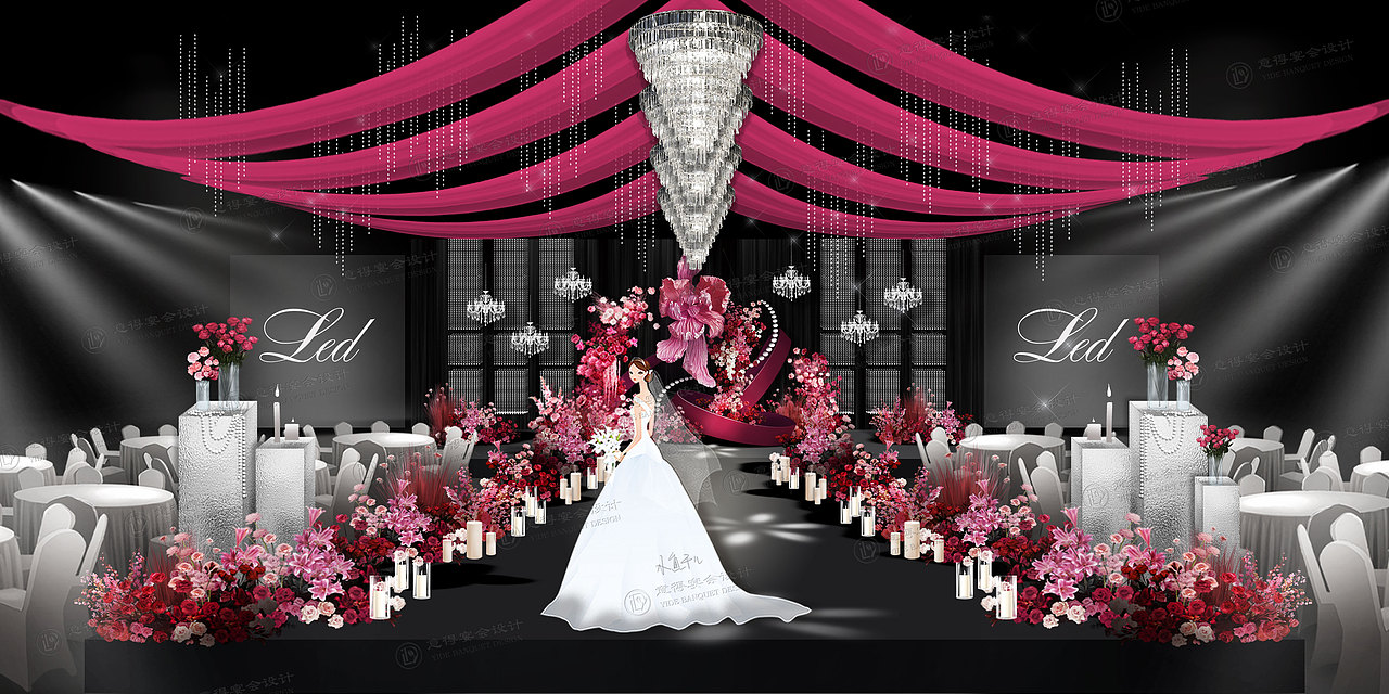 韩式玫红色婚礼（图ZMzgyMTIyNzI4） - 舞台美术 - 站酷设计师_画画的Baby原创素材 - 站酷ZCOOL