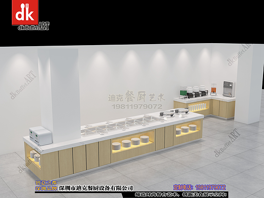 机关单位食堂社区餐厅自助餐台设计效果图