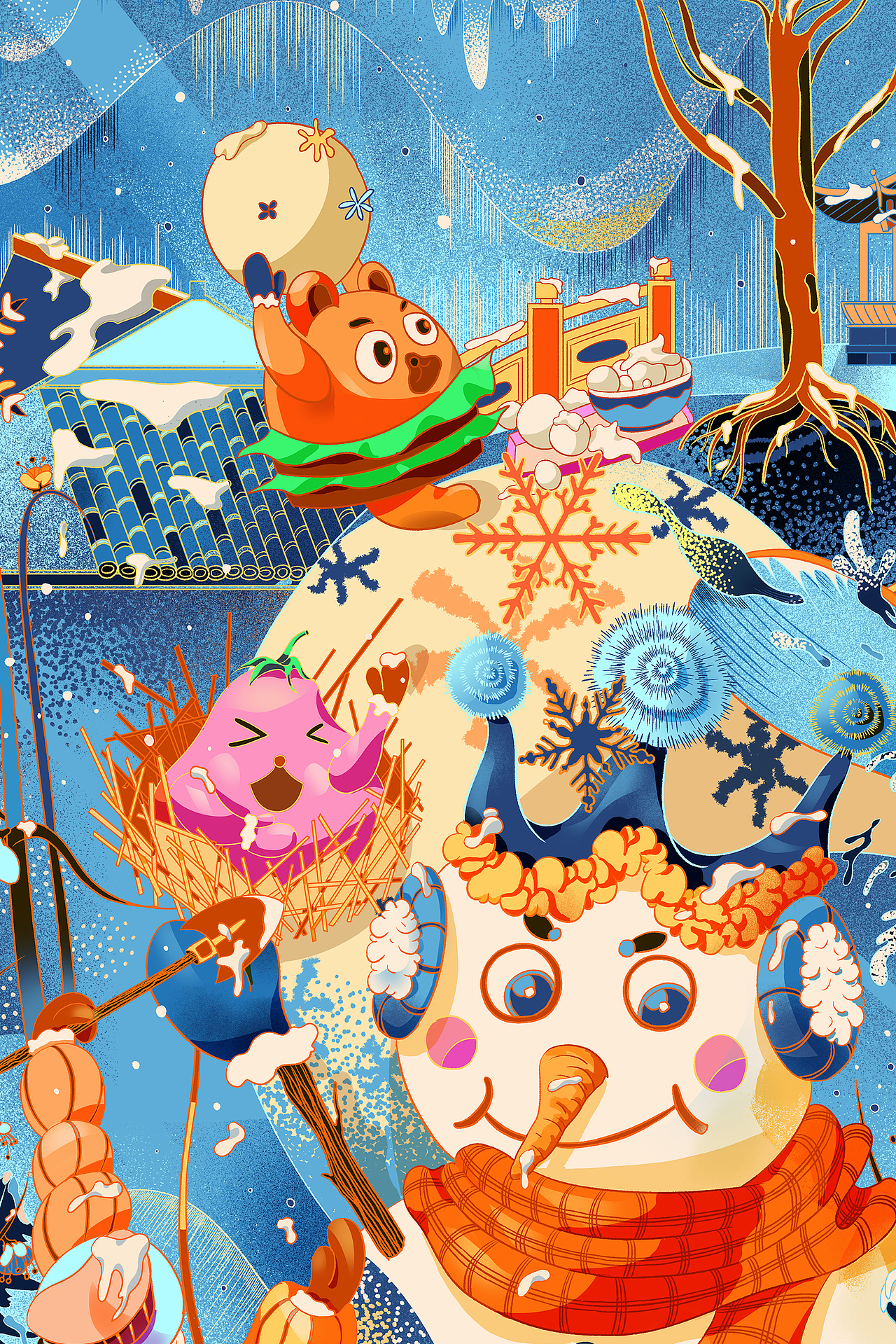 宫廷蓝+冬天《暖冬降临》（图ZMzgyMTM3NDQ0） - 商业插画 - 站酷设计师xerxes_X原创素材 - 站酷ZCOOL