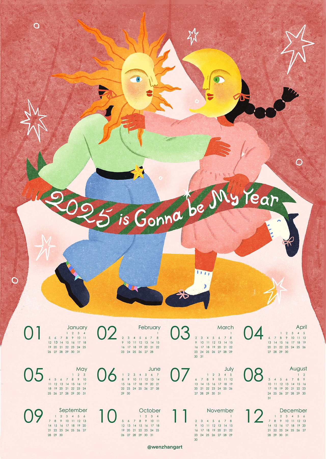 2025年历插画海报（图ZMzgyMTY2MTMy） - 商业插画 - 站酷设计师鱼角wenzhangart原创素材 - 站酷ZCOOL