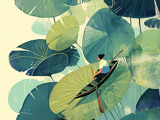 扁平风插画荷叶