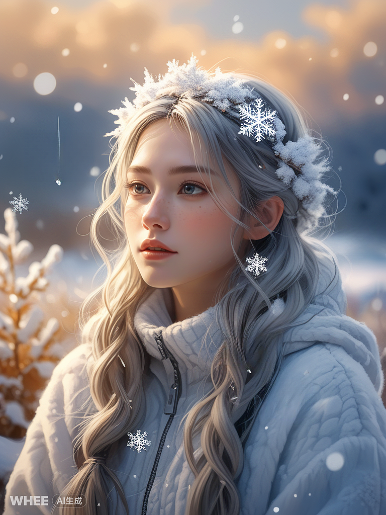 冬日雪花少女（图ZMzgyMTcyOTk2） - AI作品 - 站酷设计师Z157646191原创素材 - 站酷ZCOOL