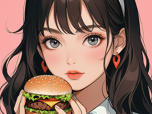 韩风汉堡美少女