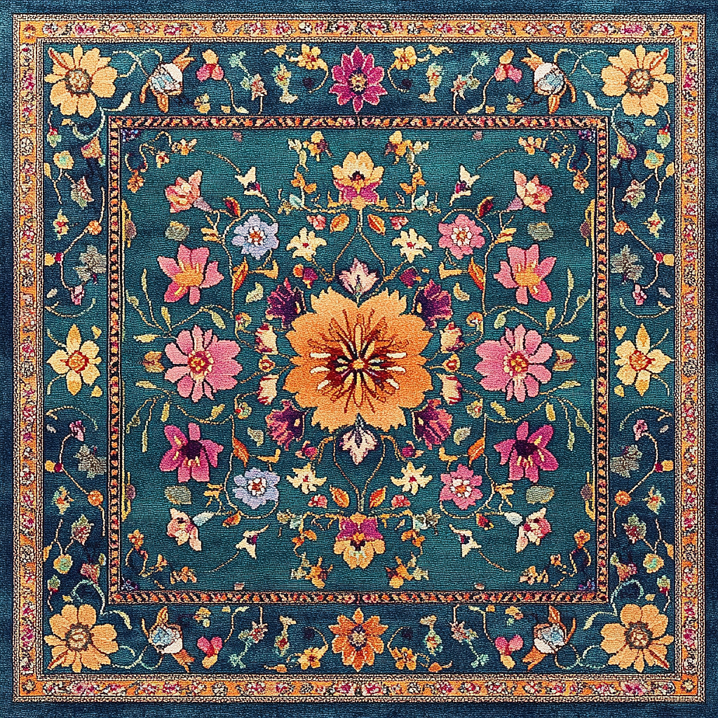 波西米亚蓝绿色地毯图案