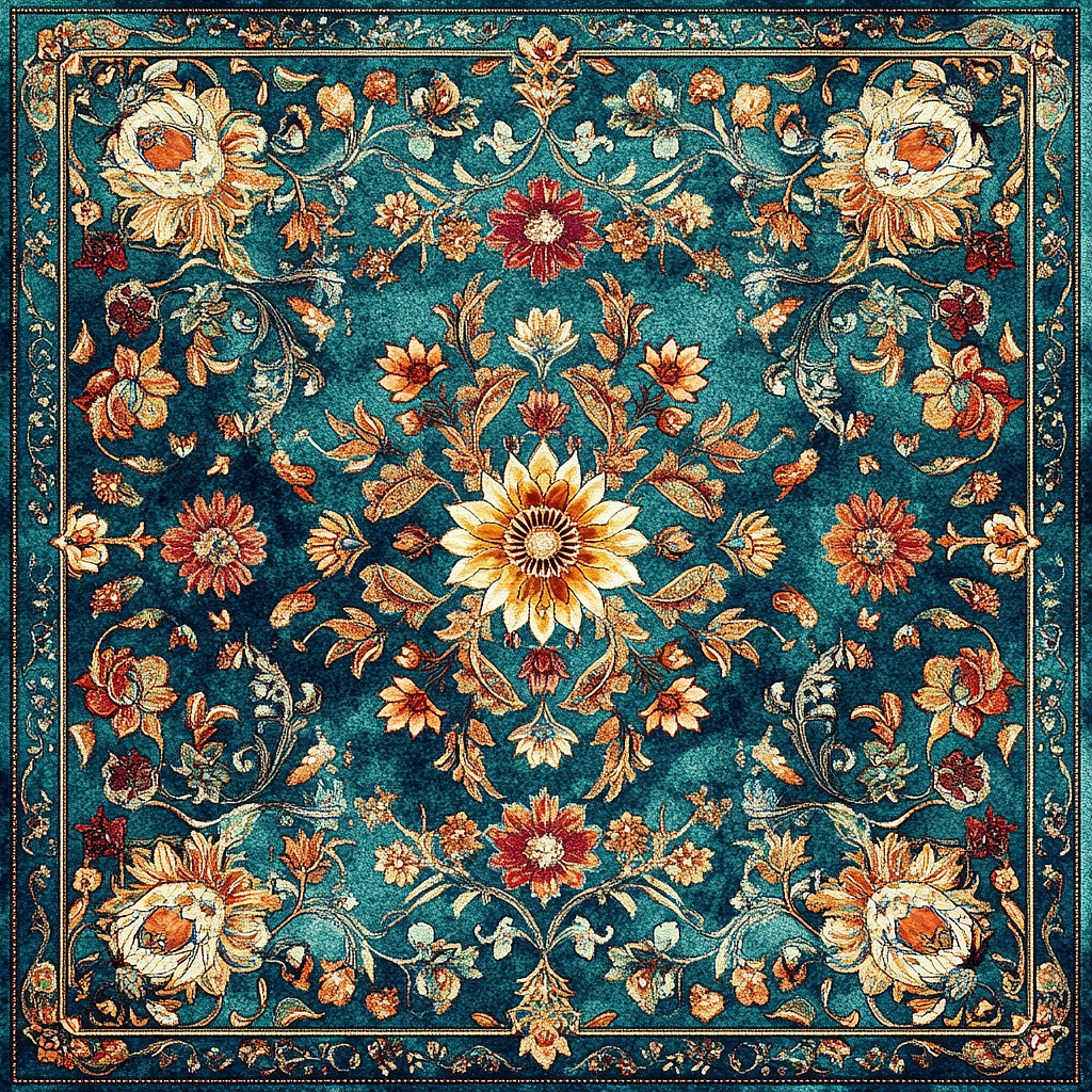 波西米亚蓝绿色地毯图案