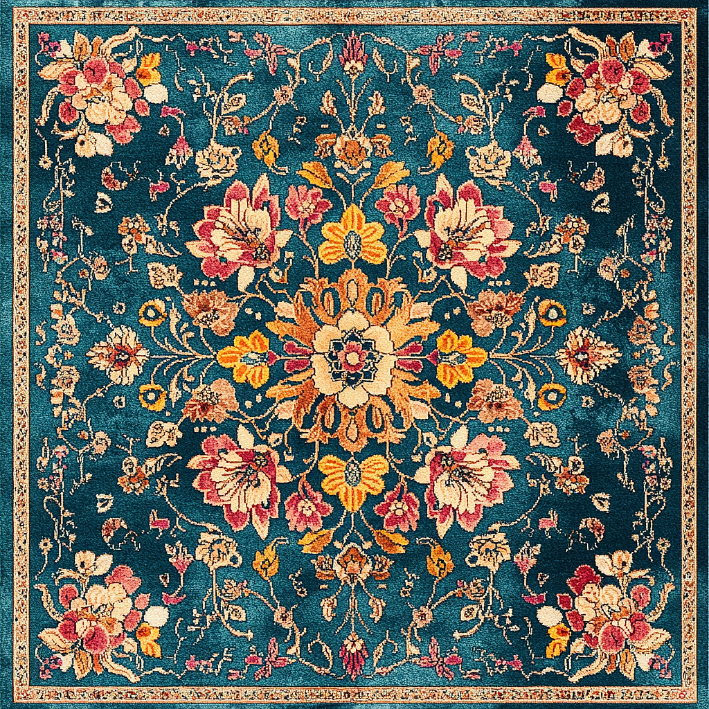 波西米亚蓝绿色地毯图案