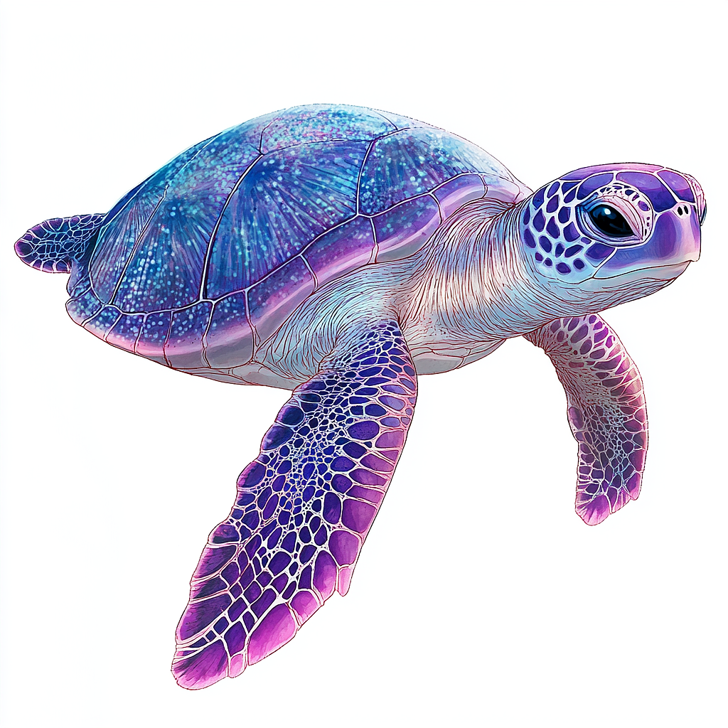 蓝紫色海洋生物插画