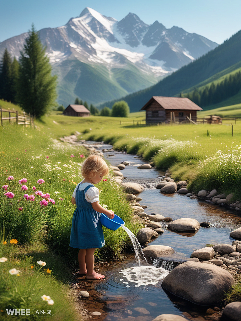 山脚下的小溪流