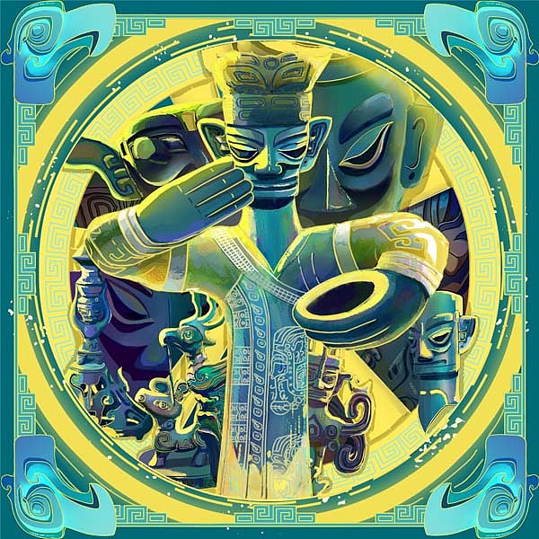 三星堆文创丝巾