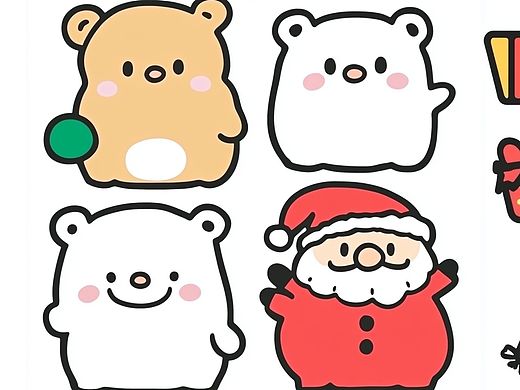 简约线条黑色描边插画圣诞元素02
