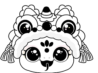 蛇宝宝卡通线稿蛇头填色线稿插画卡通可爱
