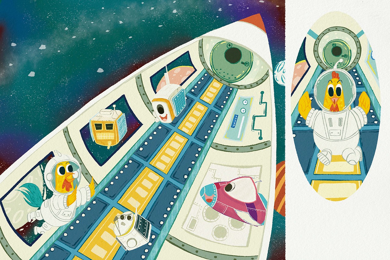 《飞上天的小公鸡》杂志期刊读物配图（图ZMzgyMjc2ODI4） - 绘本 - 站酷设计师林木冉原创素材 - 站酷ZCOOL