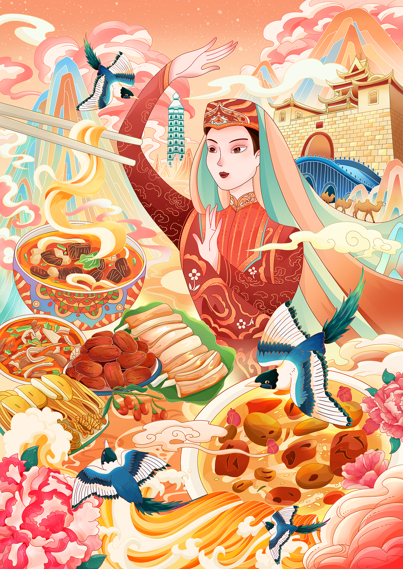 城市插画|食在宁夏（图ZMzgyMjk0ODk2） - 商业插画 - 站酷设计师墨黎li原创素材 - 站酷ZCOOL