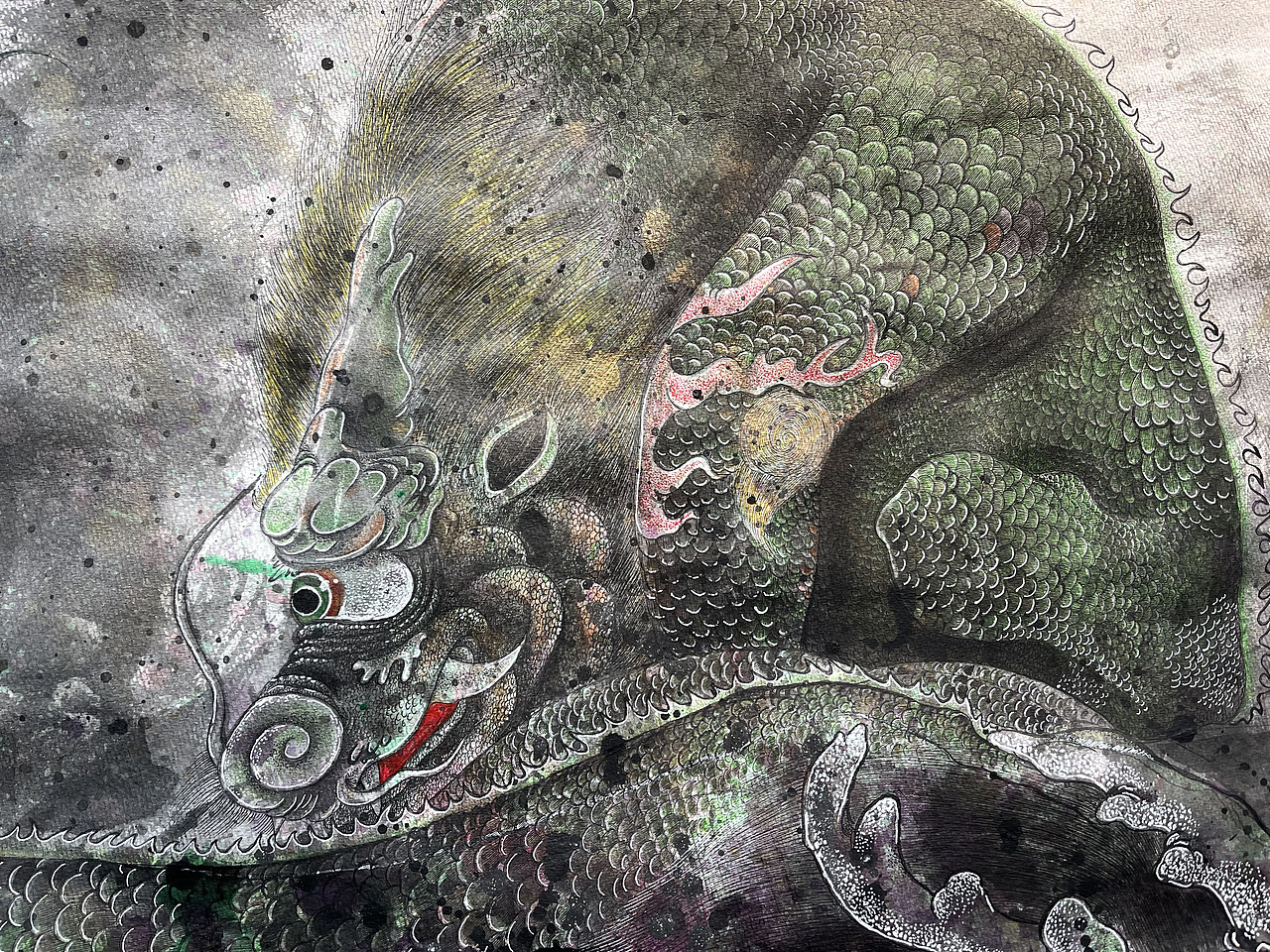 全开画作龙生九子之蚣蝮