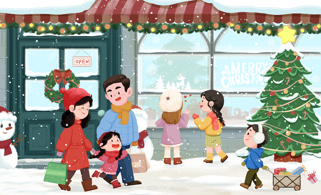 又到圣诞节啦（图ZMzgyMzEwODU2） - 儿童插画 - 站酷设计师桃子鲸原创素材 - 站酷ZCOOL