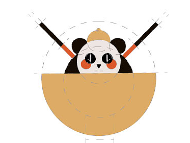 黄金风格插画logo熊猫