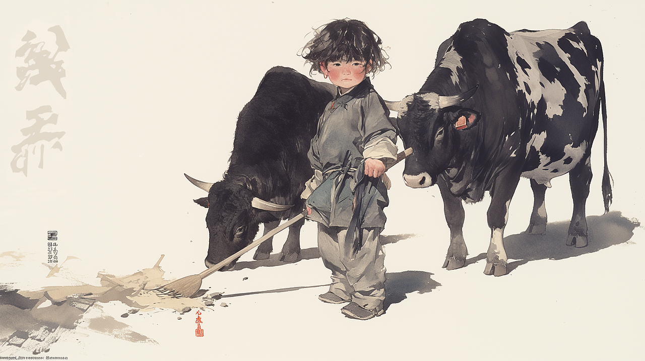 “犊虎之境”：古风插画中的无畏传奇（图ZMzgyMzE4MDgw） - 商业插画 - 站酷设计师Z383001018原创素材 - 站酷ZCOOL