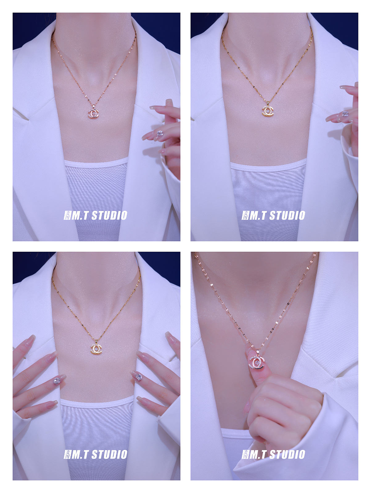 一组有光泽感的项链