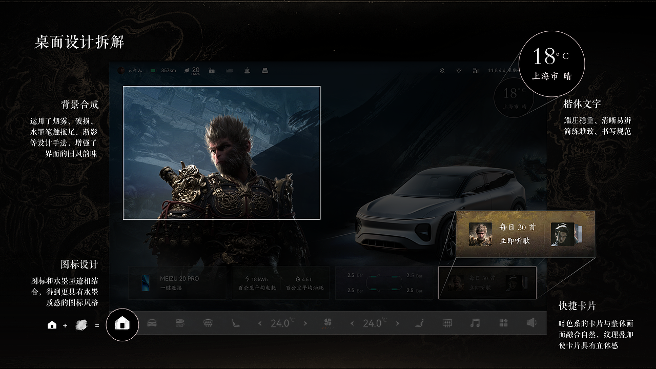 把【黑神话·悟空】融入到车机界面- HMI前瞻设计（图ZMzgyMzUyMjA4） - 软件界面 - 站酷设计师小牛点点原创素材 - 站酷ZCOOL
