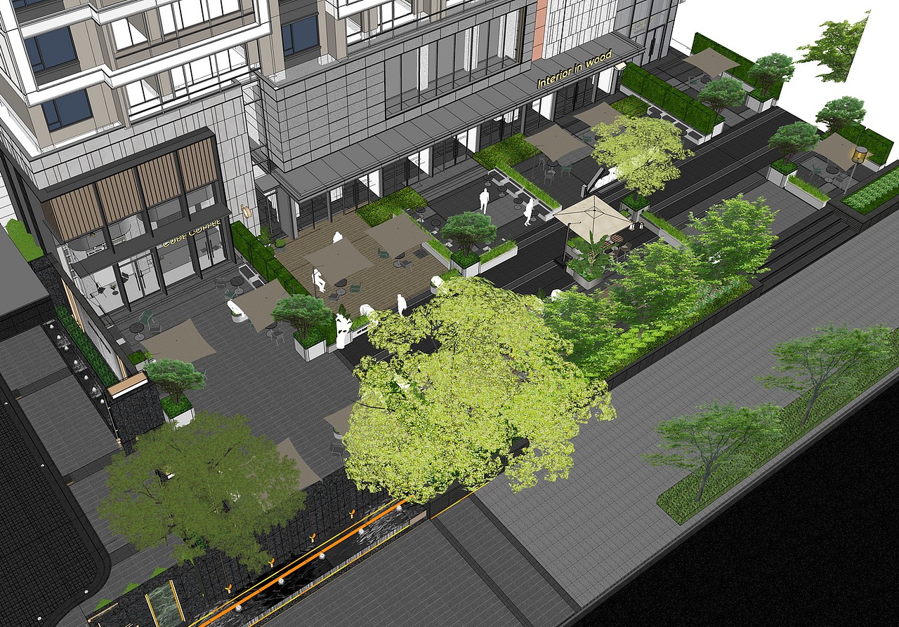 万科云泊江岸商业街景观SU模型下载（图ZMzgyMzU5MTAw） - 景观设计 - 站酷设计师素模网原创素材 - 站酷ZCOOL