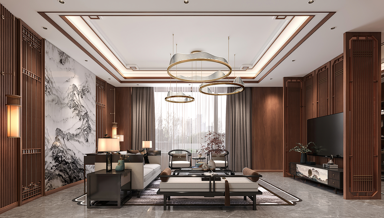 新中式效果图案例