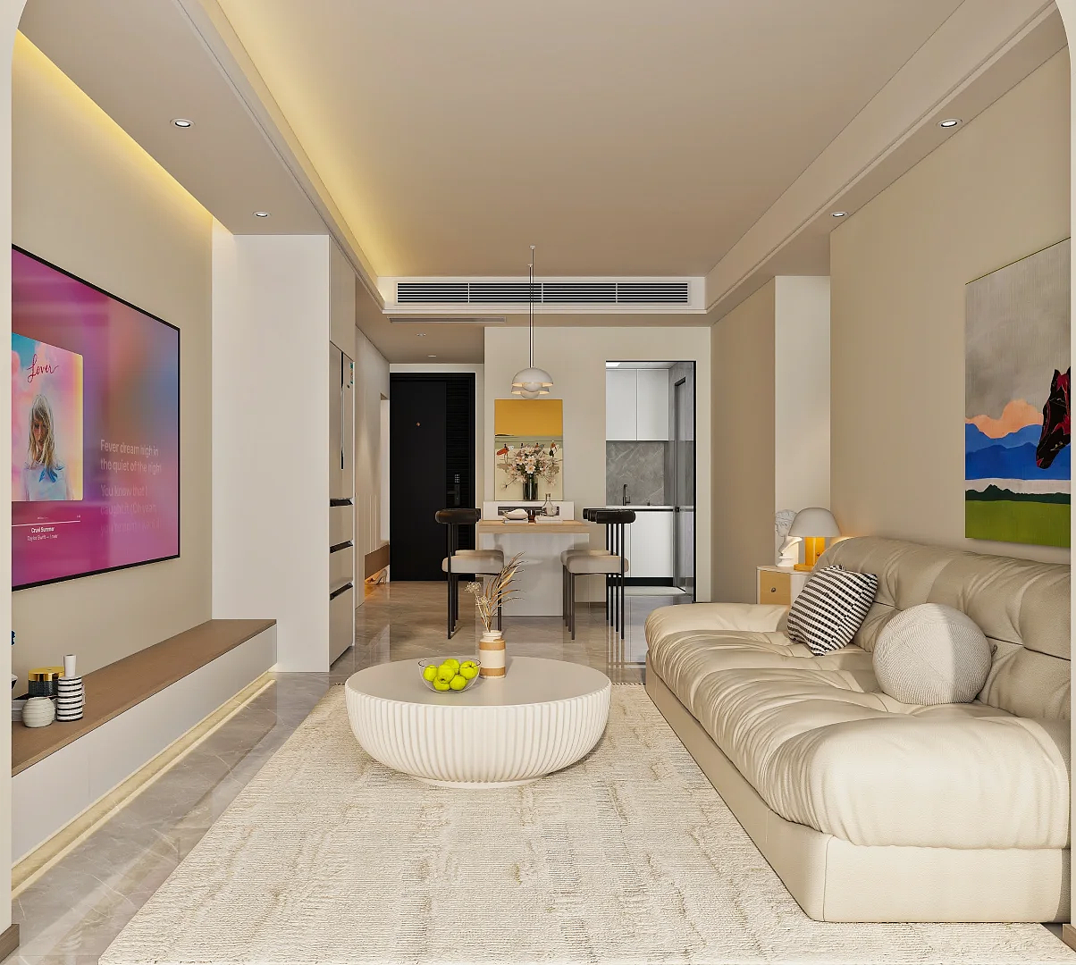 小户型+低成本打造奶油风客厅,超治愈~