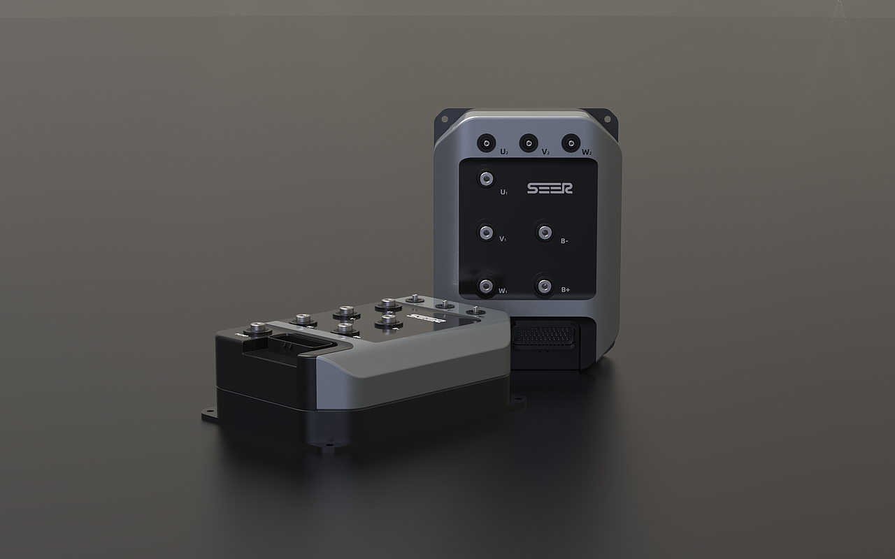 根据叉车的自动化控制需求而设计的集成型产品,它集成了叉车的4个运动模块、10个接口,工业设计使驱动器的这些接口模块化、清晰化