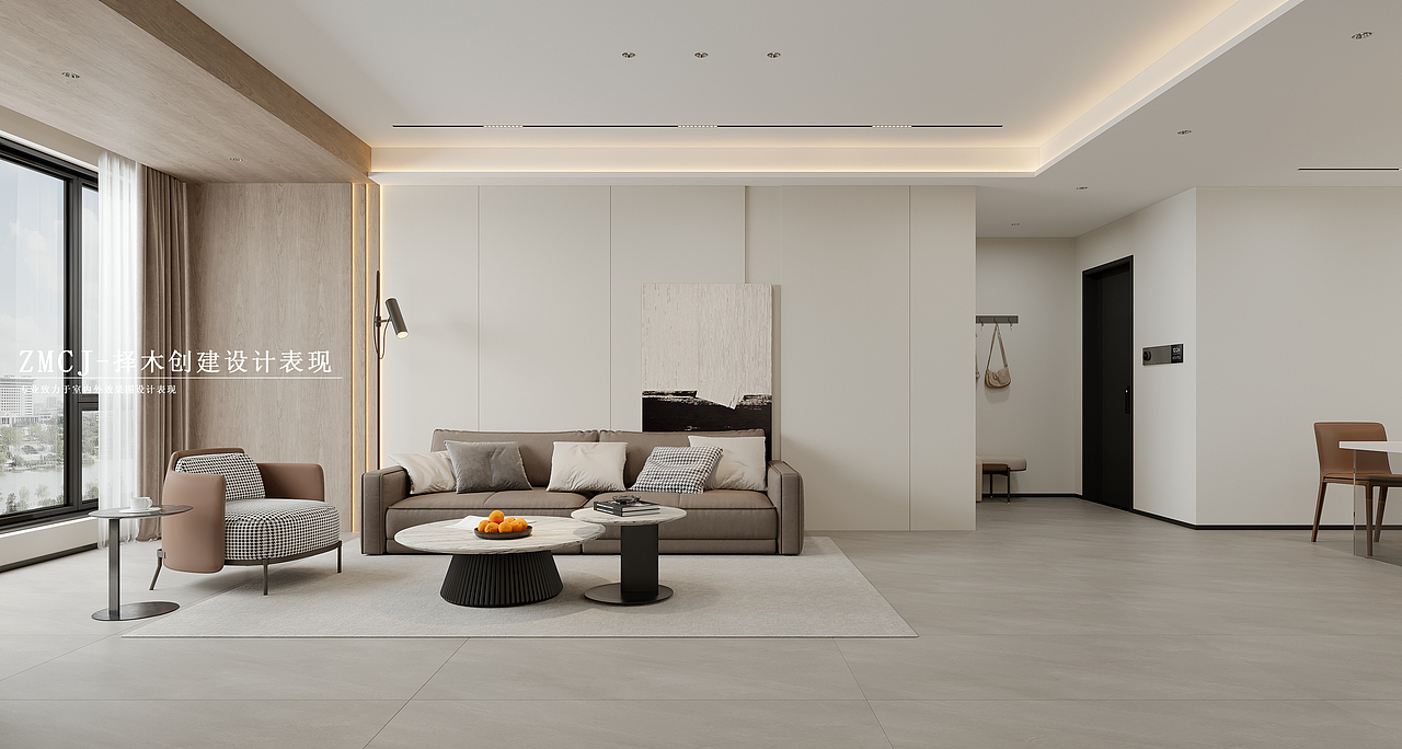 现代简约顶楼复式客餐厅（图ZMzgyNDE1OTE2） - 家装设计 - 站酷设计师择木新晨效果图原创素材 - 站酷ZCOOL