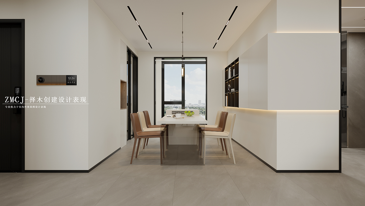 现代简约顶楼复式客餐厅（图ZMzgyNDE1OTI4） - 家装设计 - 站酷设计师择木新晨效果图原创素材 - 站酷ZCOOL