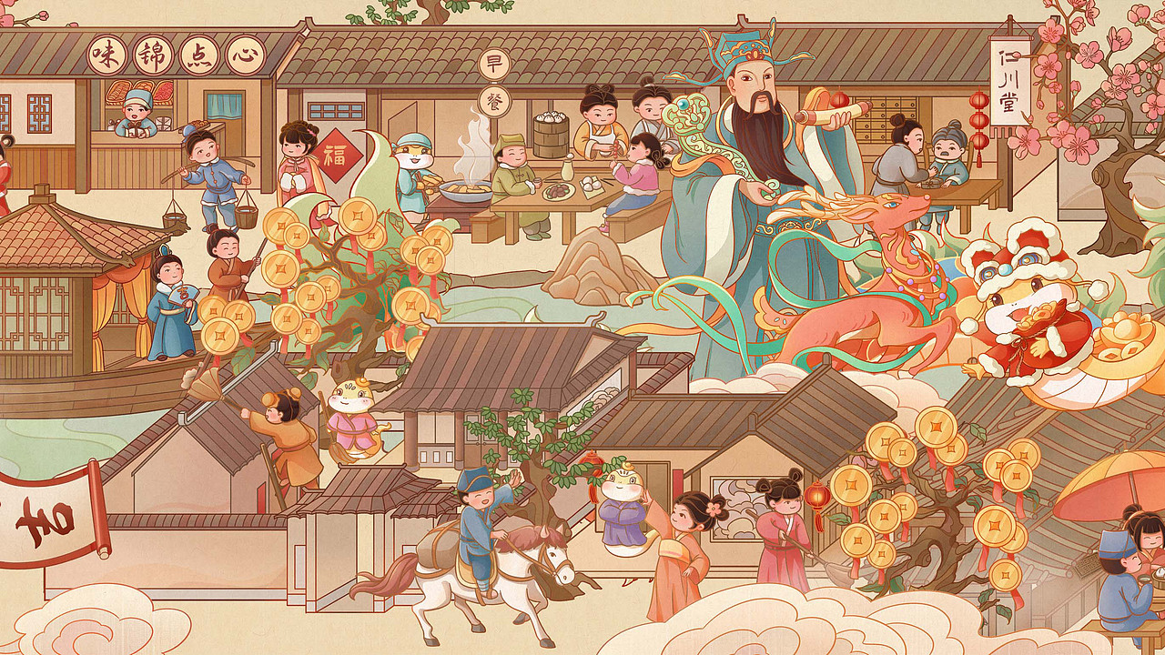 蛇年长卷贺新春——重绘《姑苏繁华图》（图ZMzgyNDc4OTYw） - 商业插画 - 站酷设计师原野星原创素材 - 站酷ZCOOL