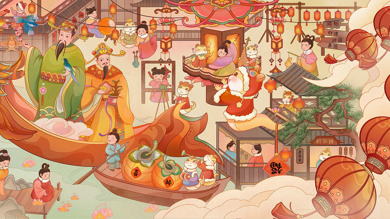 蛇年长卷贺新春——重绘《姑苏繁华图》（图ZMzgyNDc4OTcy） - 商业插画 - 站酷设计师原野星原创素材 - 站酷ZCOOL