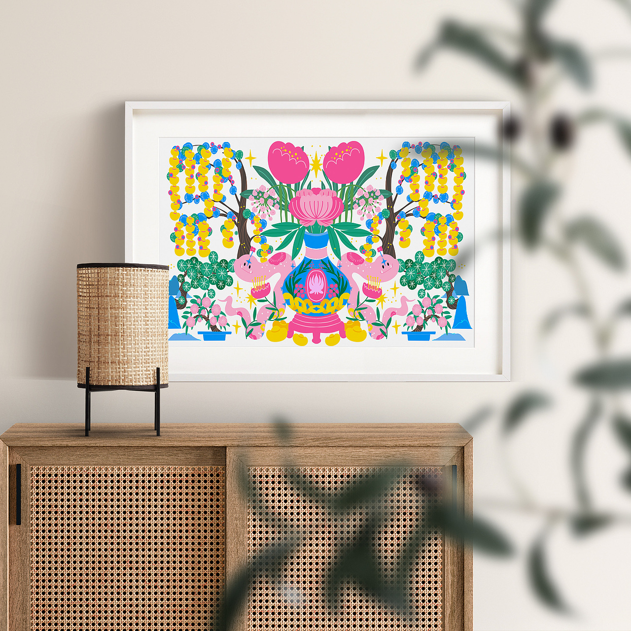 蛇年插画《花开富贵》（图ZMzgyNDg3NzY0） - 商业插画 - 站酷设计师木木木子薇原创素材 - 站酷ZCOOL