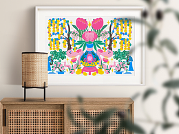 蛇年插画《花开富贵》