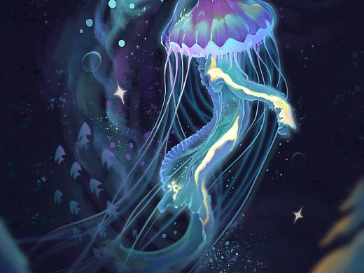 最全水母插画，星空水母