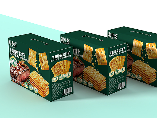 食品包装设计丨牛肉松夹层饼干礼盒装设计包膜设计