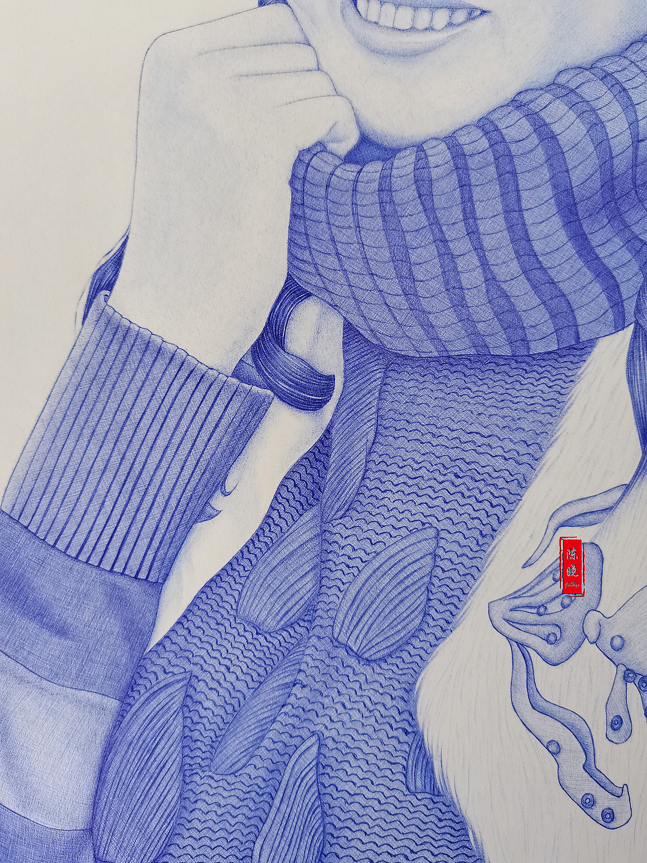 圆珠笔手绘《我的女孩》李多海