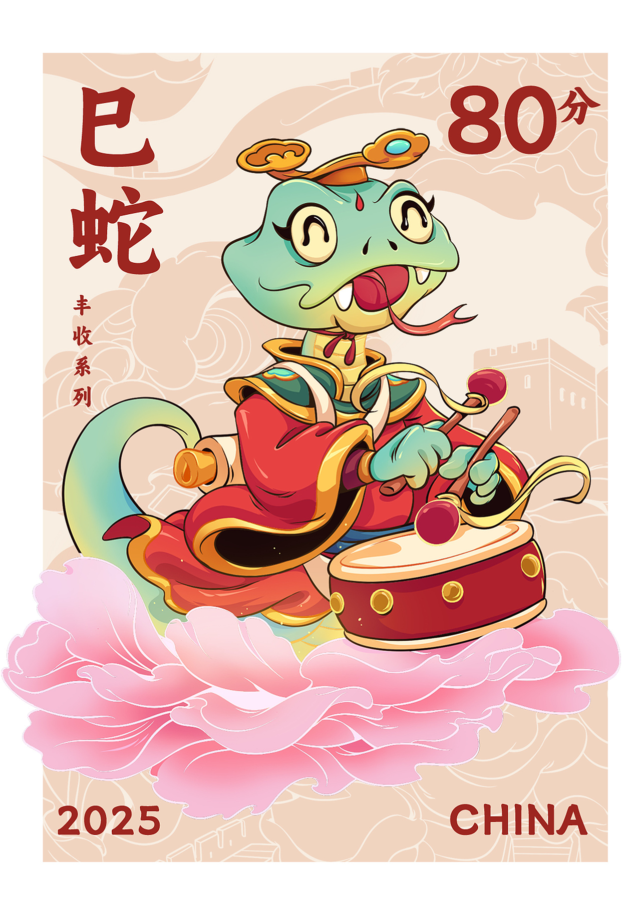 《狮蛇狂舞，舞鼓丰登》（图ZMzgyNTIyMjA0） - 新锐潮流插画 - 站酷设计师隋伟康原创素材 - 站酷ZCOOL