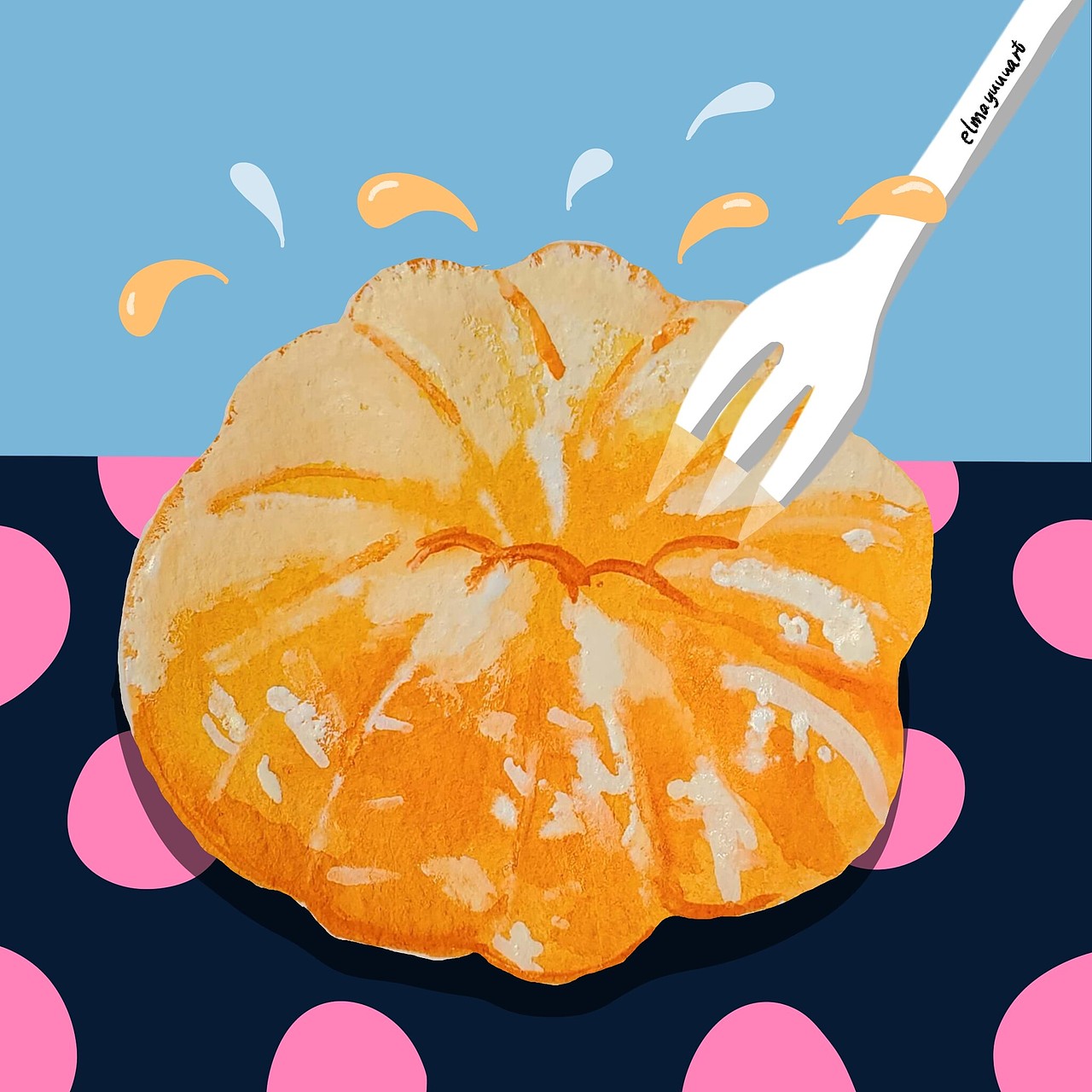 食物插画--橘子（图ZMzgyNTI4NjIw） - 艺术插画 - 站酷设计师elmayuuuart原创素材 - 站酷ZCOOL